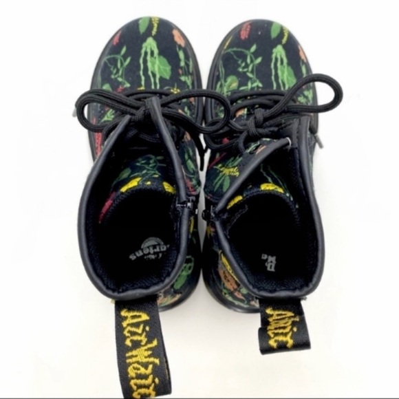 DR.MARTENS Juniors 1460 Wild Botanics Floral Fine Canvas Moto Boot Black Size 2J - Picture 8 of 11
